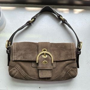 COACH Y2k Brown Suede Shoulder Bag - Brass Hardware